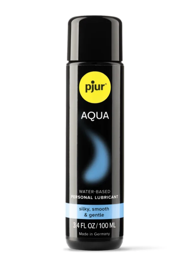 pjur Aqua water-based lubricant, chastity cage safe