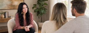Annette Benedetti listening to a couple during a private sex and relationship coaching session