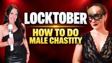 Annette Benedetti and dominatrix Lucy showing Locktober male chastity cock cages on Talk Sex with Annette